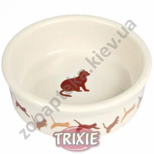 Trixie - керамічна миска Тріксі c малюнком кішки оранжевая біла