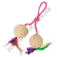 Trixie - джутовые мячи Трикси на шнуре с перьями