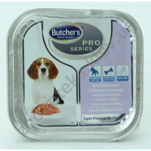 Butchers Dog Pro Veal and Milk - консерви Батчерс з телятиною і морквою, шматочки в желе для собак