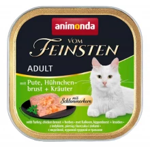 Animonda Vom Feinsten - консервы Анимонда с индейкой, куриной грудкой и зеленью для кошек