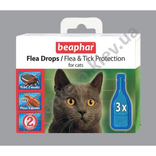 Beaphar Flea Drops for Cats - Капли Бифар от блох и клещей для кошек c шестимесячного возраста
