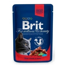 Brit Premium - корм Брит Рагу из говядины с горошком для кошек