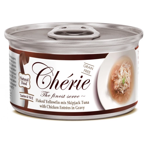 Cherie Tuna with Chicken Entrеes in Gravy - консервы Шери микс тунца с курицей в соусе для кошек
