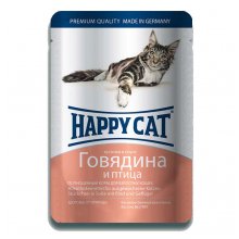 Happy Cat - консервы Хэппи Кет с говядиной и птицей для кошек