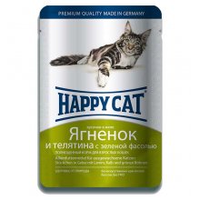 Happy Cat - консервы Хэппи Кет с ягненком, телятиной и зеленой фасолью для кошек