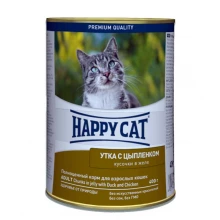 Happy Cat - консерви Хеппі Кет з качкою і курчам для кішок