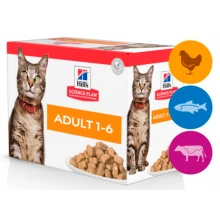 Hills SP Adult Chicken/Fish/Beef Multipack - консервы Хиллс с курицей/рыбой/говядиной для кошек