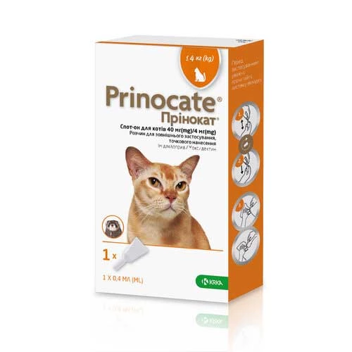KRKA Prinocate - краплі протипаразитарні КРКА Прінокат для кішок