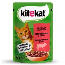 Kitekat - консервы Китекет с говядиной в соусе для кошек, пауч