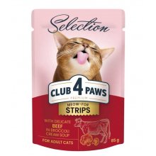 C4P Premium Selection Strips - консервы Клуб 4 Лапы полоски с говядиной в крем-супе для кошек