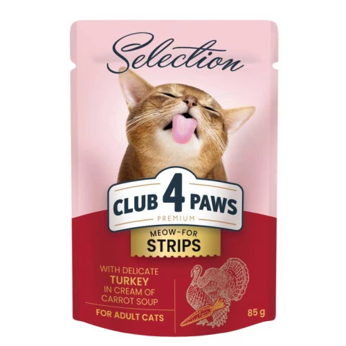 C4P Premium Selection Strips - консервы Клуб 4 Лапы полоски с индейкой в крем-супе для кошек