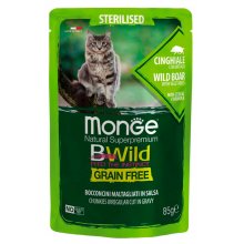 Monge Cat Bwild GF Sterilised - кусочки в соусе Монже с кабаном для стерилизованных кошек, пауч