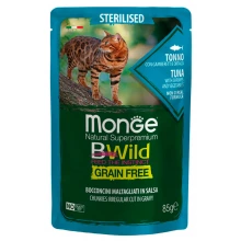 Monge Cat Bwild GF Sterilised - кусочки в соусе Монже с тунцом для стерилизованных кошек, пауч