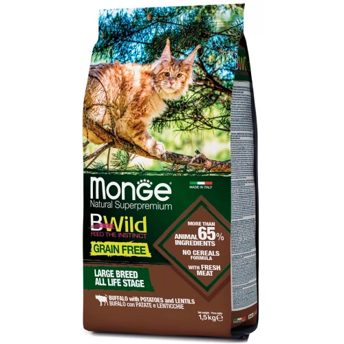 Monge Cat Bwild Gr.Free Adult Large Breed with Buffalo - корм Монже з буйволом для великих кішок