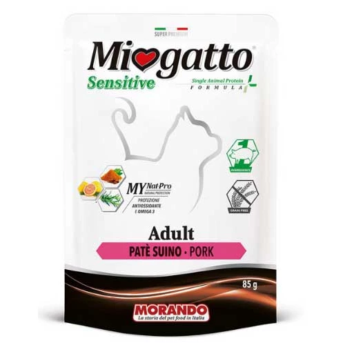 Morando MioGatto Sensitive Monoprotein - консервы Морандо с прошутто для кошек