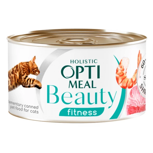 OptiMeal Cat Beauty Fitness - консервы ОптиМил с тунцом и креветками в соусе для кошек