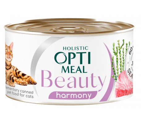 OptiMeal Cat Beauty Harmony - консервы ОптиМил с тунцом и морскими водорослями в желе для кошек