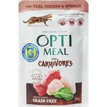 OptiMeal For Carnivores - консерви ОптиМіл з телятиною, куркою та шпинатом для кішок