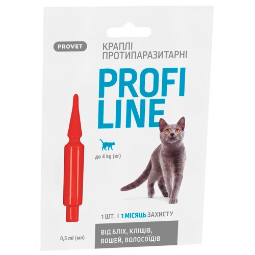 ProVet ProfiLine - краплі на холку ПроВет ПрофіЛайн від паразитів для кішок вагою до 4 кг