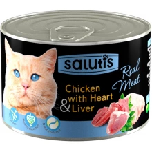 Salutis Real Meat - консервы Салютис с куриными сердечками и печенью для кошек