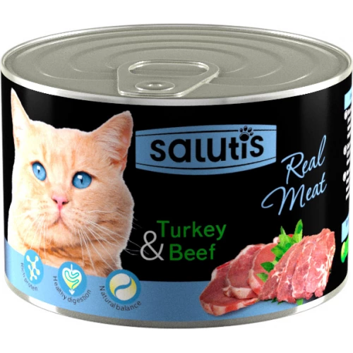 Salutis Real Meat - консерви Салютіс М'ясний делікатес з індичкою для кішок