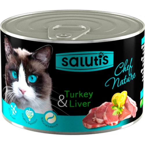 Salutis Chef Nature - мясной паштет Салютис с индейкой и печенью для кошек
