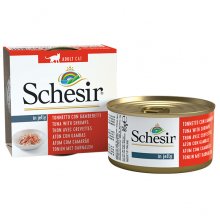 Schesir Tuna Prawns - консервы Шезир с тунцом и креветками для кошек, банка