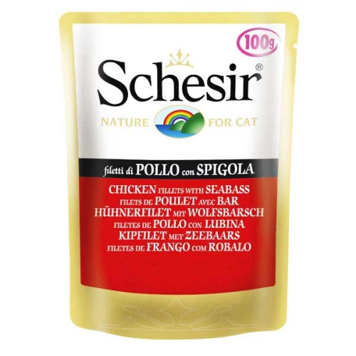 Schesir Chicken Seabass - консервы Шезир с курицей, окунем и рисом, пауч