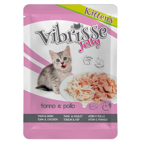 Vibrisse Jelly Kittens - консервы Вибриссе тунец и курица в желе для котят