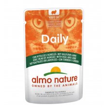Almo Nature Daily Cat - консервы Альмо Натюр кусочки с телятиной и ягненком для кошек, пауч