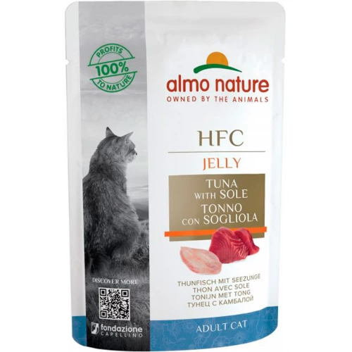 Almo Nature HFC Cat Jelly - консервы Альмо Натюр с тунцом и камбалой в желе для кошек