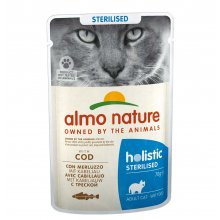 Almo Nature Holistic Sterilised - консервы Альмо Натюр с треской для стерилизованных кошек, пауч