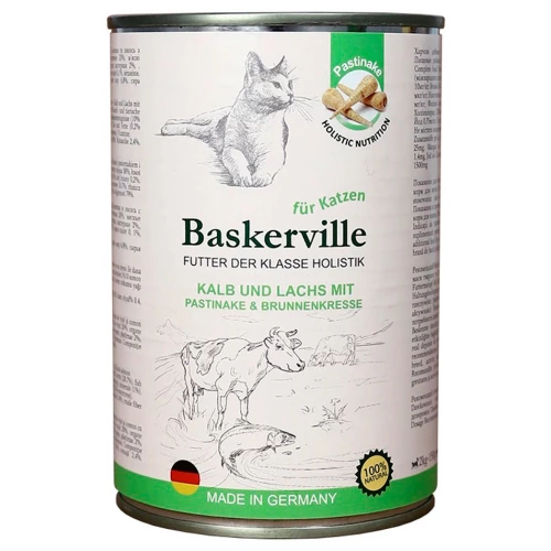 Baskerville - консервы Баскервиль с телятиной и лососем для кошек