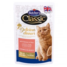 Butchers Cat Classic Delicious - консервы Батчерс кусочки с лососем в соусе для кошек