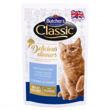 Butchers Cat Classic Delicious - консерви Батчерс шматочки з фореллю в соусі для кішок