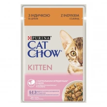 Cat Chow Kitten - консервы Кэт Чау с индейкой и цукини в желе для котят