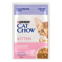 Cat Chow Kitten - консервы Кэт Чау с ягненком и цукини в соусе для котят