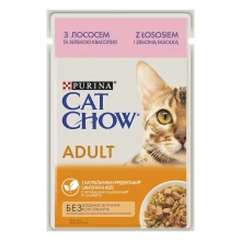 Cat Chow - консервы Кэт Чау с лососем и зеленым горошком в желе для кошек
