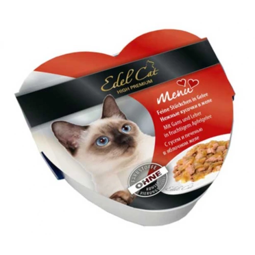 Edel Cat heart - консервы Эдель, нежные кусочки в желе, с гусем и печенью
