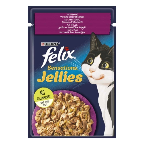 Felix Sensation - консервы Феликс с уткой и шпинатом в желе