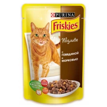 Friskies - корм Фрискас для взрослых кошек с говядиной и морковкой в подливке