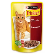 Friskies - корм Фрискас с говядиной в подливке, для взрослых кошек