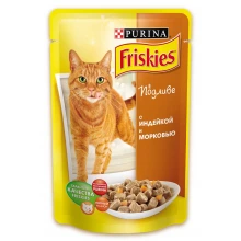 Friskies - корм Фрискас для взрослых кошек с индейкой и морковью в подливке