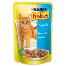 Friskies - корм Фрискас для взрослых кошек с лососем и тунцом в подливке