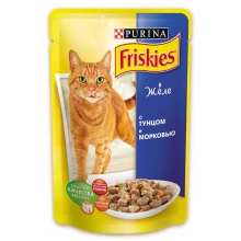 Friskies - корм Фрискас для взрослых кошек с тунцом и морковкой в желе