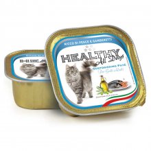 Healthy All Days Cat - консервы Хелфи кусочки в паштете с рыбой и креветками для кошек