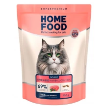 Home Food Sterilised Hairball Control - корм Хоум Фуд с индейкой и ягодами для кошек