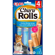 Inaba Cat Churu Rolls - мягкие палочки Инаба с курицей, тунцом и морским гребешком для кошек