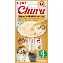 Inaba Cat Churu Tuna and Bonito Flakes - вершковий мус Інаба з тунцем і пластівцями боніто для кішок