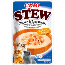 Inaba Cat Ciao Stew - тушеная курица c тунцом в сливочном пюре Инаба для кошек, пауч